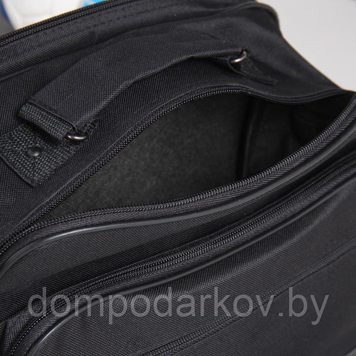 Сумка мужская, 2 отдела на молнии, 2 наружных кармана, цвет чёрный - фото 3 - id-p134975384