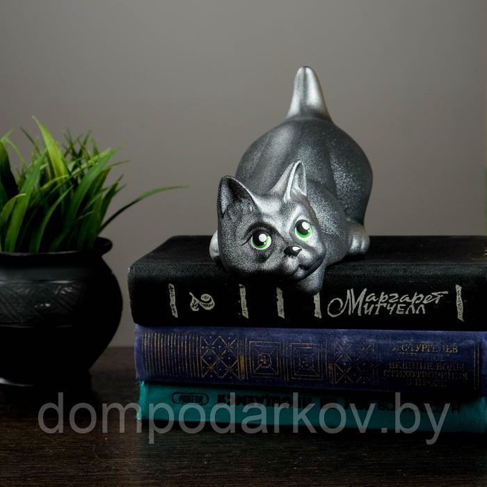 Фигура "Кот Нырок" чёрный с серебр подпалом 10×9×18см - фото 1 - id-p135006122
