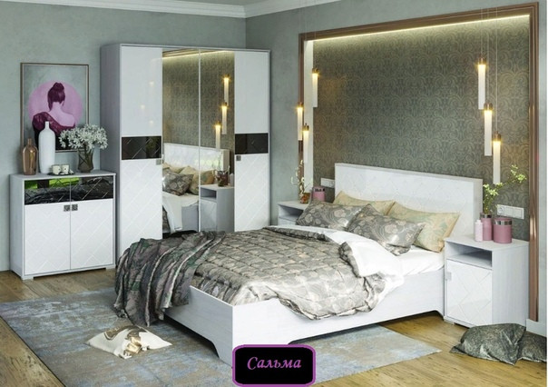 Модульная спальня Сальма 1 (Анкон-белый глянец) фабрика Стендмебель - фото 1 - id-p135007925