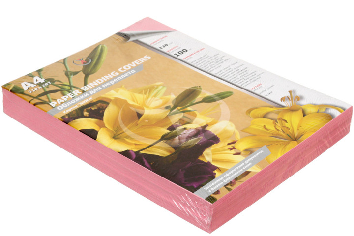 Обложки для переплета картонные D&A (А4) А4, 100 шт., 230 г/м2, розовые, тиснение «под кожу» - фото 2 - id-p133288025