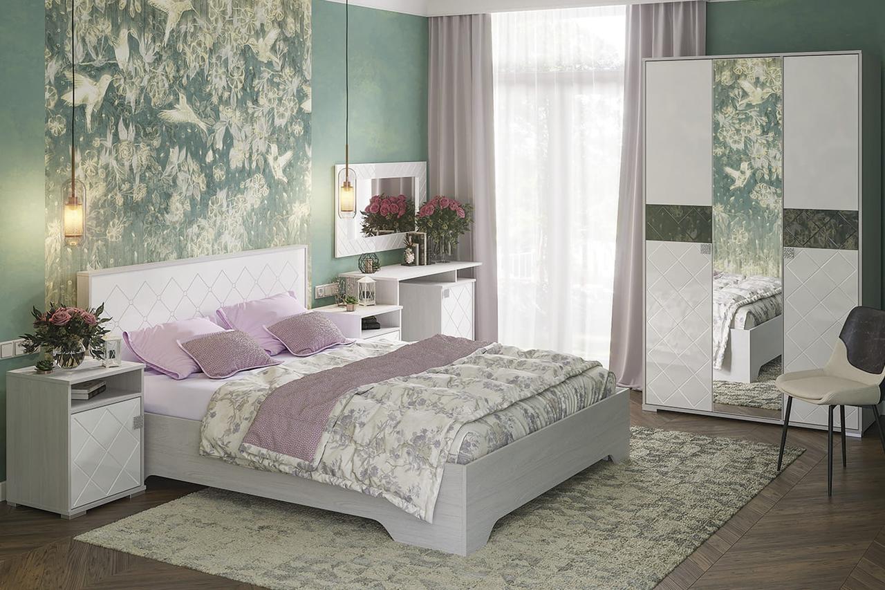 Модульная спальня Сальма 2 кровать с ПМ (Анкон-белый глянец) фабрика Стендмебель
