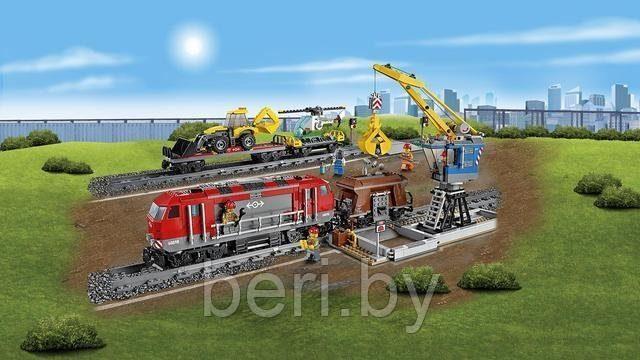 28033 Конструктор Lele Cities "Мощный грузовой поезд + пульт, мотор", аналог Лего поезд 60098, 1078 деталей - фото 5 - id-p135059897