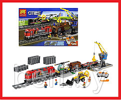 28033 Конструктор Lele Cities "Мощный грузовой поезд + пульт, мотор", аналог Лего поезд 60098, 1078 деталей