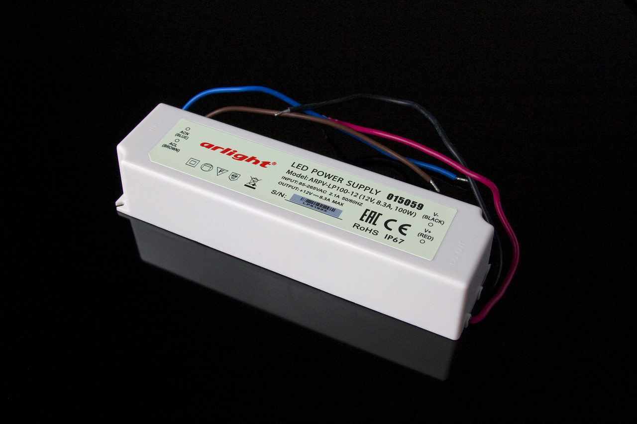 Блок питания 100W 12V IP67 (Arlight) пластик