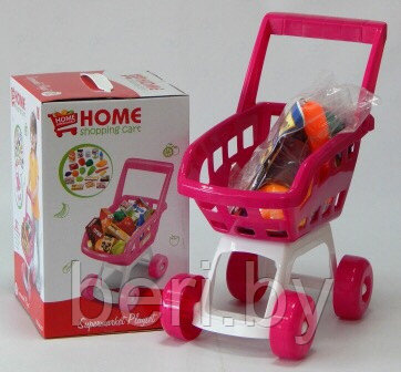 668-07 Тележка с продуктами "Мой магазин", тележка для супермаркета", 22 предмета, розовая - фото 5 - id-p135110703