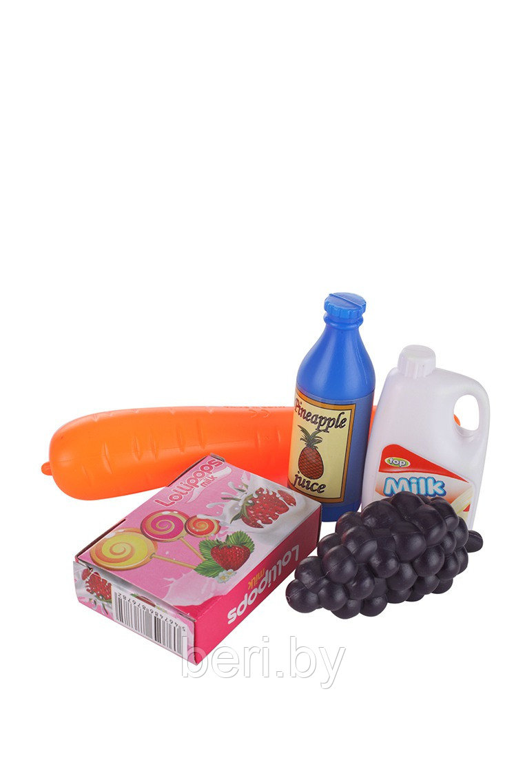 668-07 Тележка с продуктами "Мой магазин", тележка для супермаркета", 22 предмета, розовая - фото 7 - id-p135110703