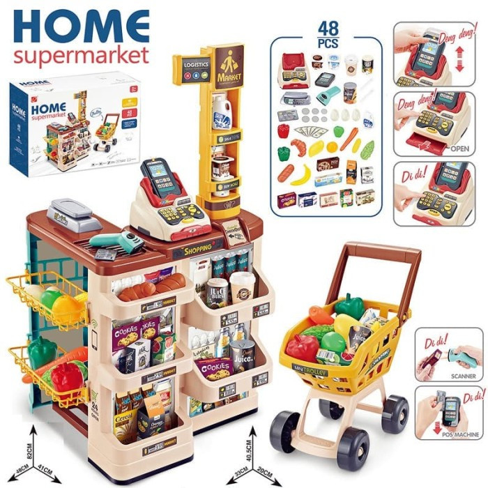 Детский игровой набор супермаркет Магазин с продуктами и тележкой 668-78 - фото 2 - id-p135111923