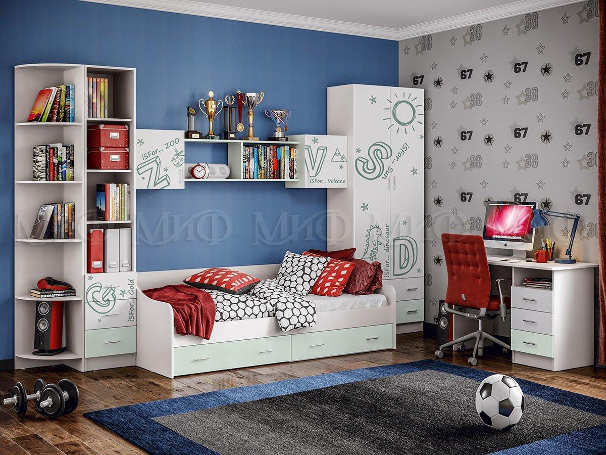 Модульная комната для подростка Вега Алфавит (красный или мята) модульная фабрика Миф - фото 2 - id-p135114070