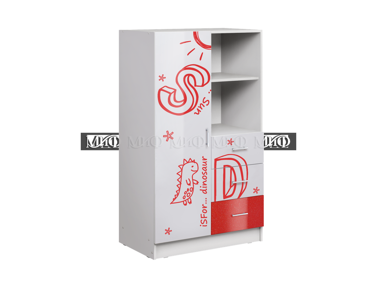 Шкаф для подростка Вега Алфавит (красный или мята) модульная фабрика Миф - фото 8 - id-p135114093