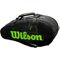 Чехол-сумка Wilson Super Tour 2 Comp Large на 9 ракеток (черный/зеленый) (арт. WR8004201001)