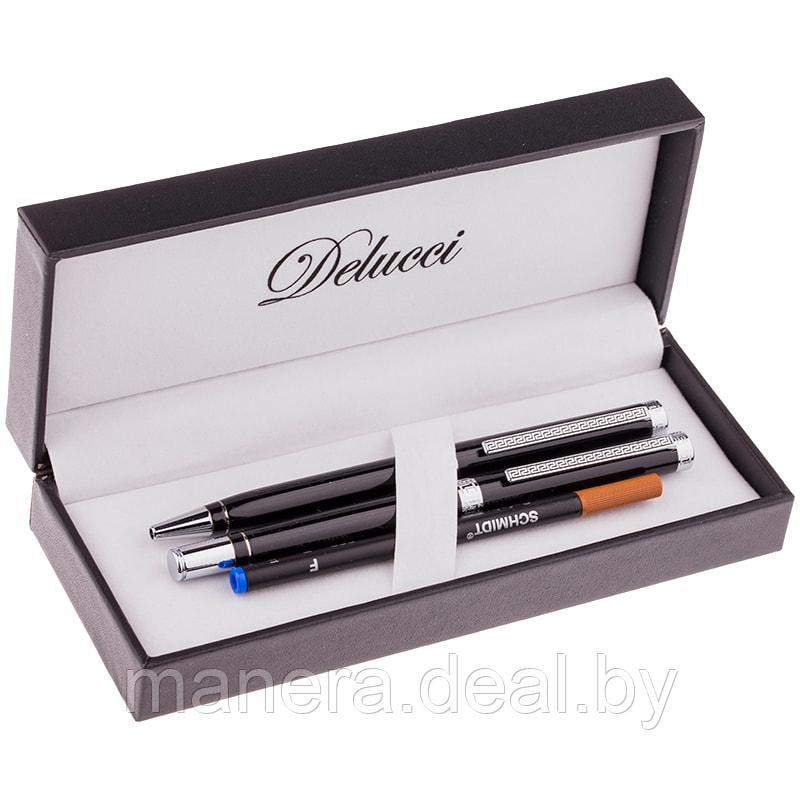 Подарочный набор ручек Delucci (ручка + роллер) серебро/черный - фото 1 - id-p135151878