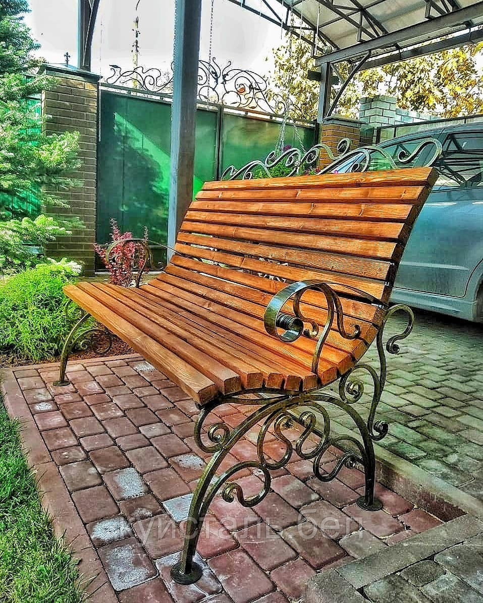 Кованая скамейка для сада. Металлические скамейки со спинкой - фото 1 - id-p135151167