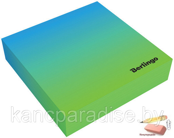 Блок для записи декоративный на склейке Berlingo Radiance 85х85х20 мм., голубой/зеленый, 200 листов