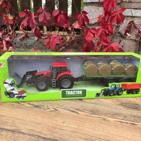 Модель трактора: Трактор уборочный с ковшом и стогами сена 1:32 Qunxing Toys 550-35A