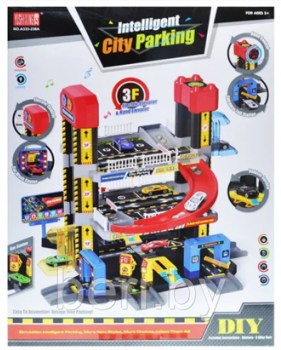 A333-238A Игровой набор "Паркинг", игровой гараж, мега парковка 3 яруса, свет, звук