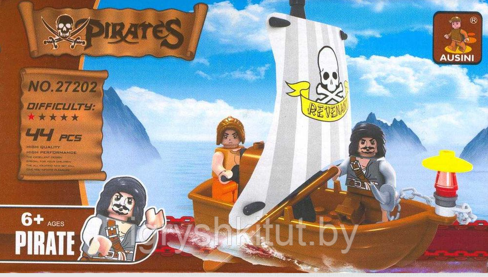 Конструктор "Пираты. Пираты на лодке с парусом" (44 детали), арт.27202