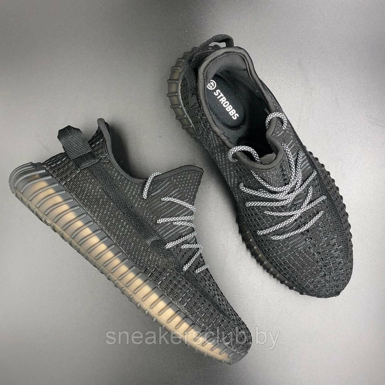 Кроссовки сетка Strobbs черные женские/ подростковые yeezy 350