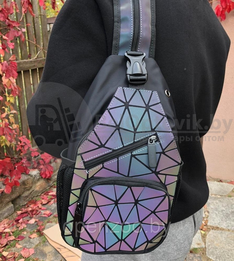 Светящийся рюкзак-сумка Хамелеон, светоотражающий неоновый мини рюкзак Молния - фото 3 - id-p135271563
