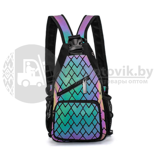 Светящийся рюкзак-сумка Хамелеон, светоотражающий неоновый мини рюкзак Геометрия - фото 2 - id-p135272641