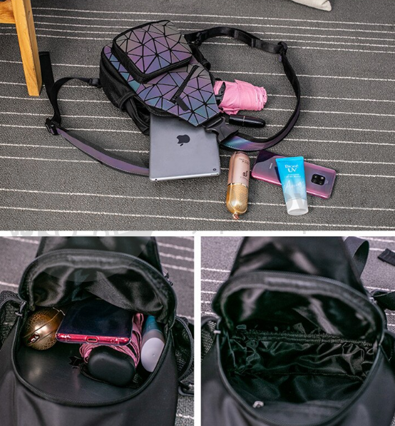 Светящийся рюкзак-сумка Хамелеон, светоотражающий неоновый мини рюкзак Геометрия - фото 3 - id-p135272641