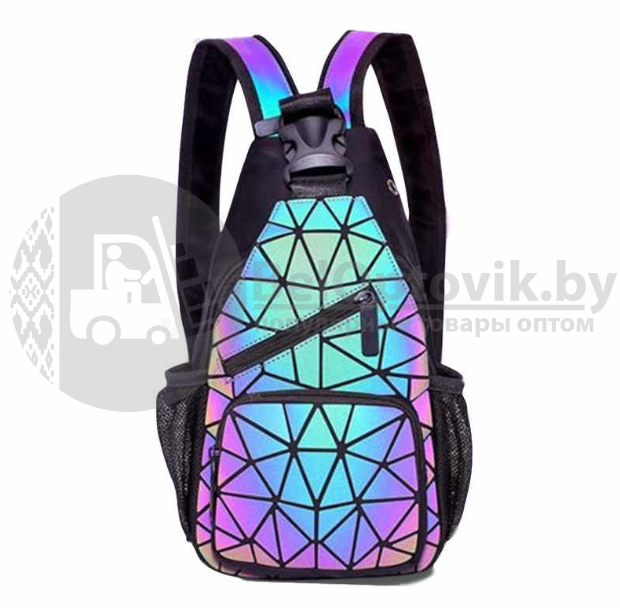 Светящийся рюкзак-сумка Хамелеон, светоотражающий неоновый мини рюкзак Геометрия - фото 5 - id-p135272641