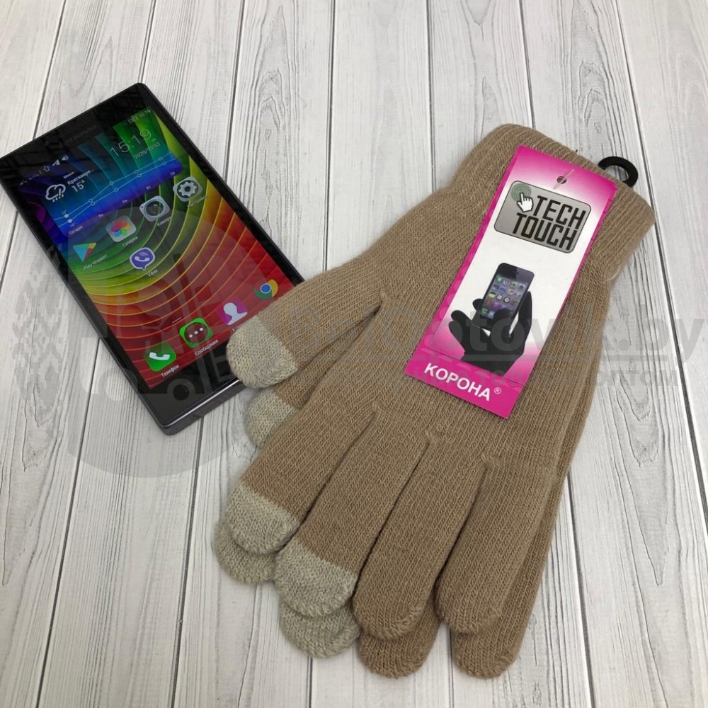 Перчатки для сенсорных экранов Tech Touch (Осень-Весна) Коричневый - фото 3 - id-p135272650