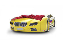 Кровать-машинка Родстер БМВ (желтая) со встроенным матрасом