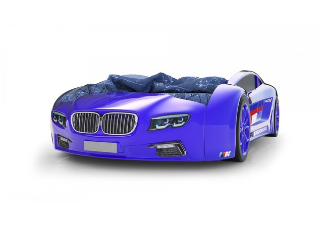 Кровать-машинка Родстер БМВ (синяя) со встроенным матрасом - фото 1 - id-p135315841