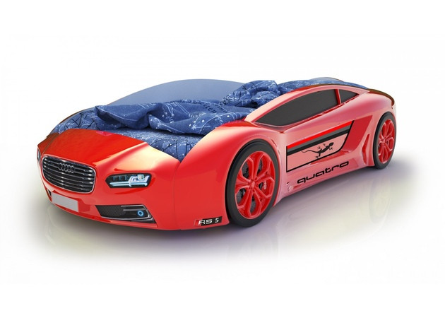 Кровать-машинка Родстер Ауди (красная) со встроенным матрасом - фото 1 - id-p135315844