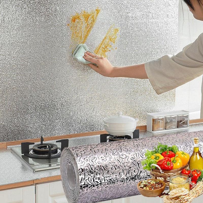 Кухонная алюминиевая фольга - стикер (60смх3м) Масло - защитная и огнестойкая. Серебро, фото 1