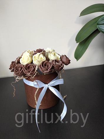 Набор подарочный "Шоколадное настроение"в круглой коробке ( 17 шт),15*17 см бело-шоколадный, фото 2