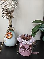 Набор подарочный "Шоколадное настроение"в круглой коробке ( 17 шт),15*17 см шоколадно-розовый