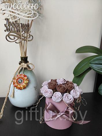 Набор подарочный "Шоколадное настроение"в круглой коробке ( 17 шт),15*17 см шоколадно-розовый, фото 2