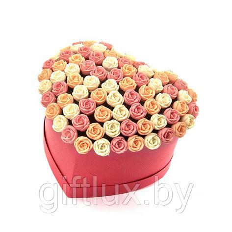 Набор подарочный "Шоколадное настроение"Сердце ( 27 шт),17*18 см розово-бело-оранж, фото 2