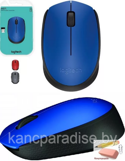 Мышь оптическая беспроводная Logitech Wireless Mouse M171 - EMEA, USB, синий/черный, арт.L910-004640 - фото 1 - id-p135357790