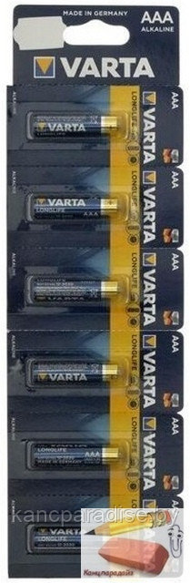 Батарейка VARTA LONGLIFE AAA LR03 (отрывные 6 шт.), цена за 1 штуку