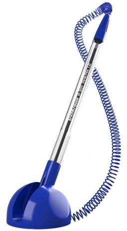 Ручка шариковая на подставке ErichKrause R-301 Desk Pen корпус прозрачный с синим, стержень синий - фото 1 - id-p135388206