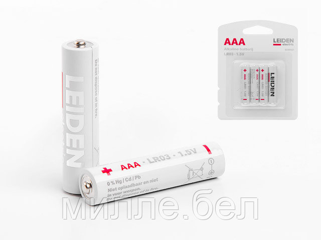 Батарейка AAA LR03 1,5V alkaline 4шт. LEIDEN ELECTRIC - фото 1 - id-p135385430