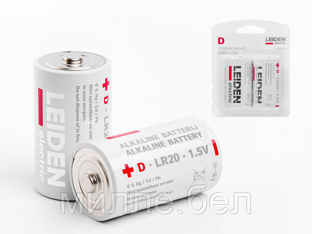 Батарейка D LR20 1,5V alkaline 2шт. LEIDEN ELECTRIC - фото 1 - id-p135385432