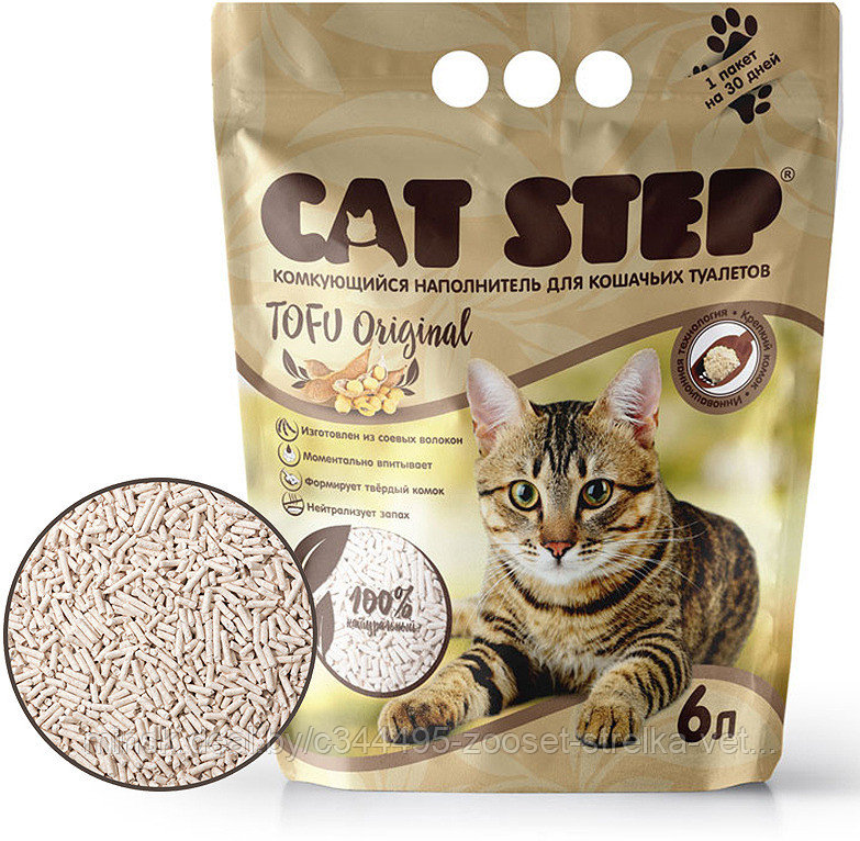 Наполнитель Cat Step Tofu Original, комкующийся 6л