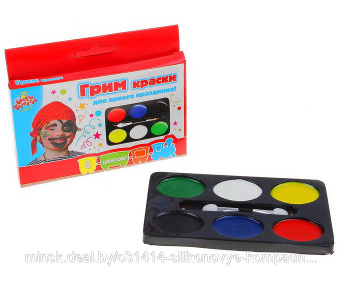 Краски-грим для лица и тела: 6 цветов + аппликатор 470648 - фото 1 - id-p135433548