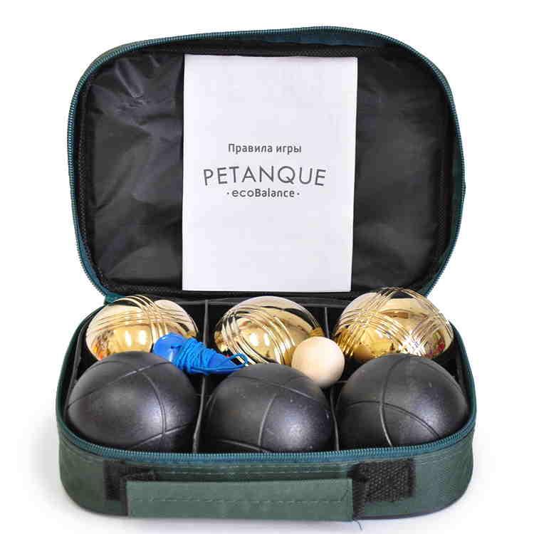 Боча Петанк 6 шаров Черный с золотом - фото 5 - id-p135457897