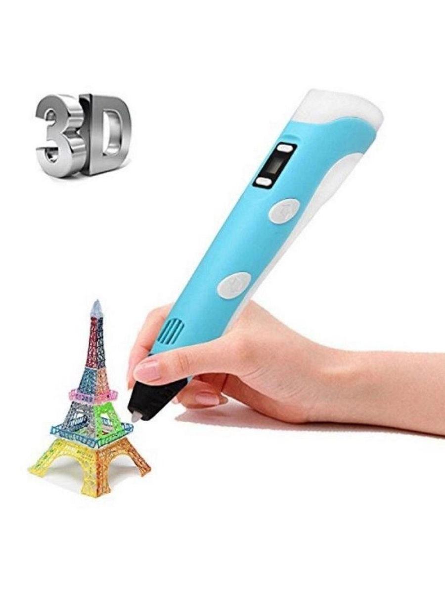 3Д ручка 3D Pen-2 c LCD дисплеем (2 поколение) Голубая