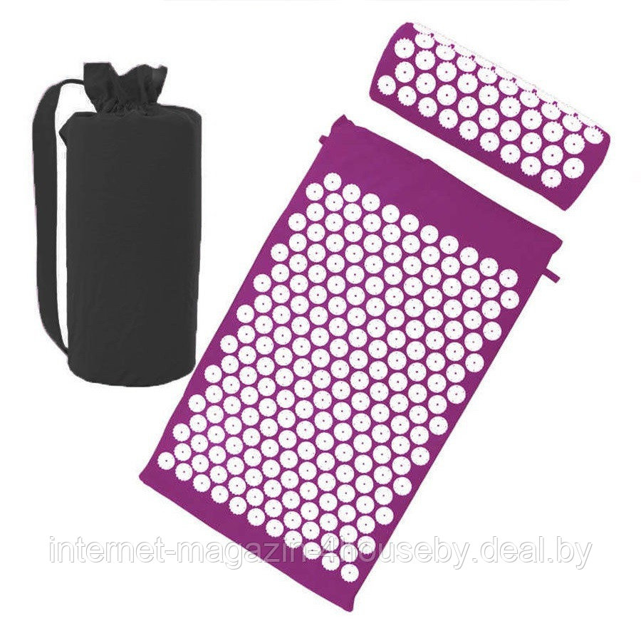 Акупунктурный набор аппликаторов КУЗНЕЦОВА (валик+коврик) в чехле, фиолетовый