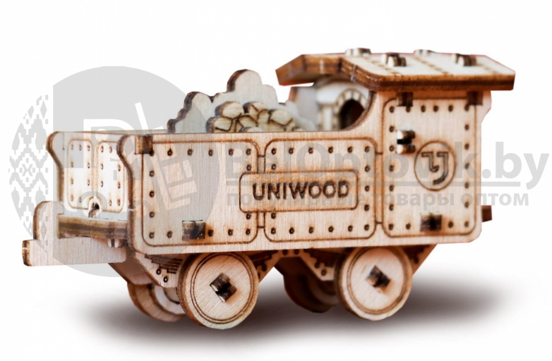 Миниатюрный деревянный конструктор Uniwood Вагон для угля Сборка без клея, 26 деталей - фото 2 - id-p135501554