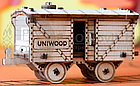 Миниатюрный деревянный конструктор Uniwood Товарный Вагон Сборка без клея, 31 деталь, фото 2