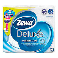Бумага туалетная "Zewa Deluxe", 3-х слойная, в пачке 4 рулона. ЦЕНА БЕЗ НДС.