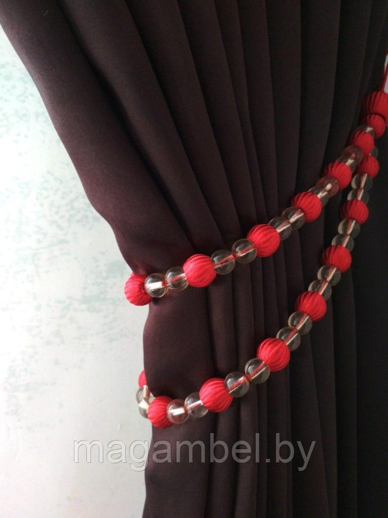 Подхват со стеклярусом красный для штор и гардин