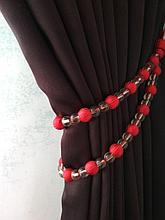 Подхват со стеклярусом красный для штор и гардин