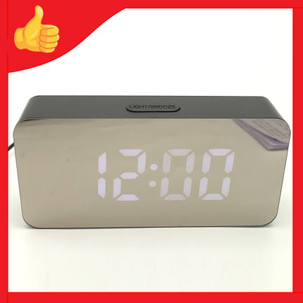 Часы электронные настольные зеркальные LED Mirror Clock DS-3622L, фото 2